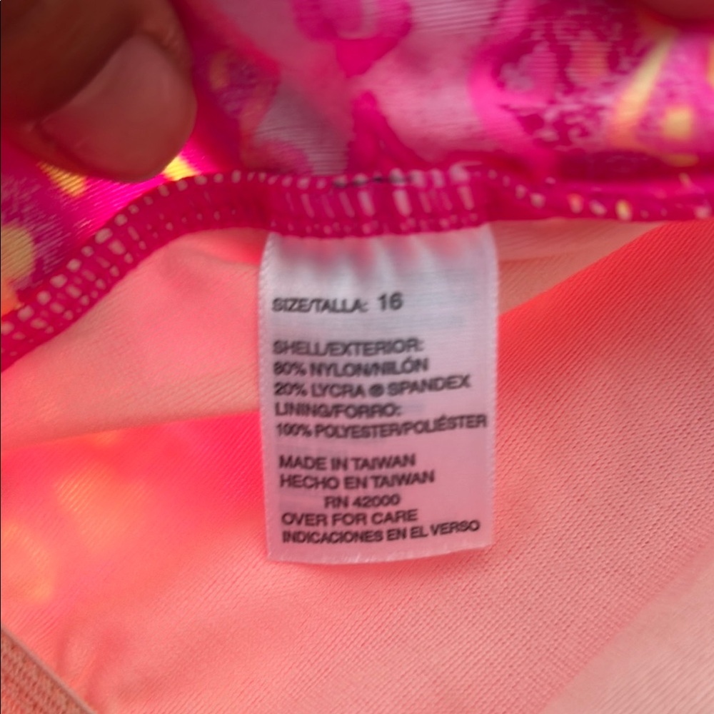Essentials Pink and Yellow One Piece Swimsuit - Picture 8 of 8
